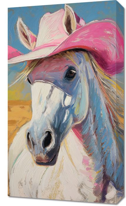 Obraz 40x70cm Różowy Kapelusz