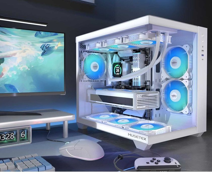 Obudowa komputerowa MUSETEX ATX Mid Tower ARGB 270° szkło