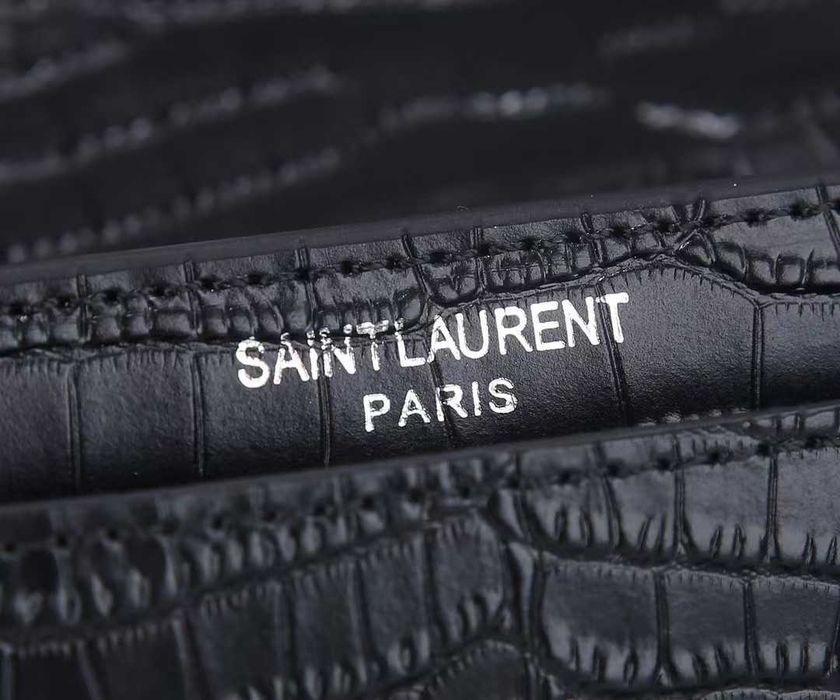 Łańcuszek z logo SAINT LAURENT z wytłoczonym wzorem krokodyla