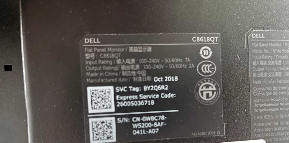 Monitor wielkoformatowy Dell C8618QT 86" wraz ze stojakiem 2 sztuki