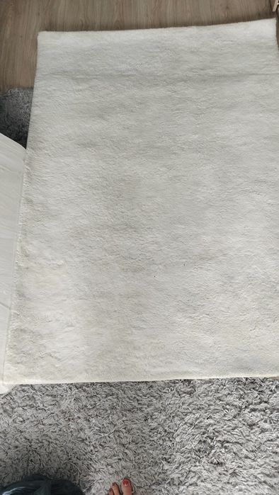 Dywan biały pluszowy 117x170