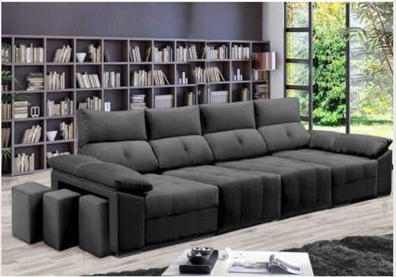 Sofá 2L + Dupla Chaise c/ Cama King Prime (385x160cm) - Direto do Fabricante de Paços de Ferreira