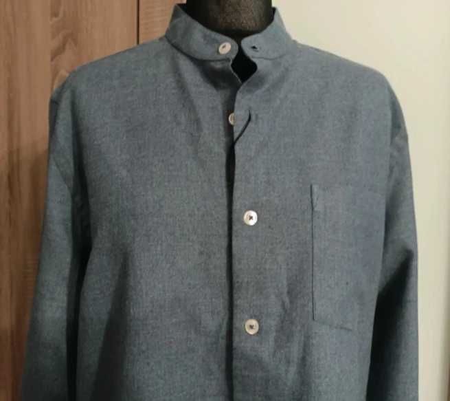 Nowa męska koszula ze stójką niebieska z wiskozą rozmiar M 38/40