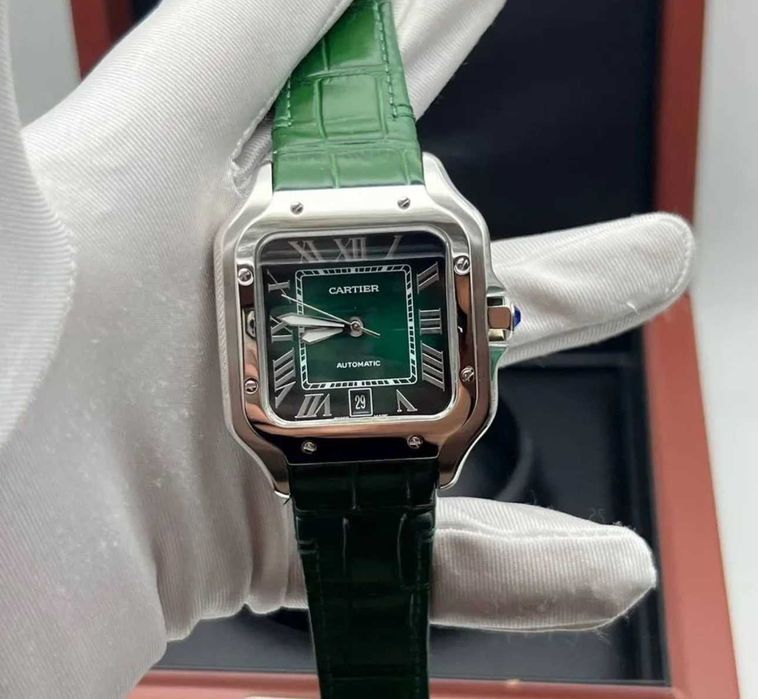 Часы наручные премиум Cartier Santos De Cartier Green Dial