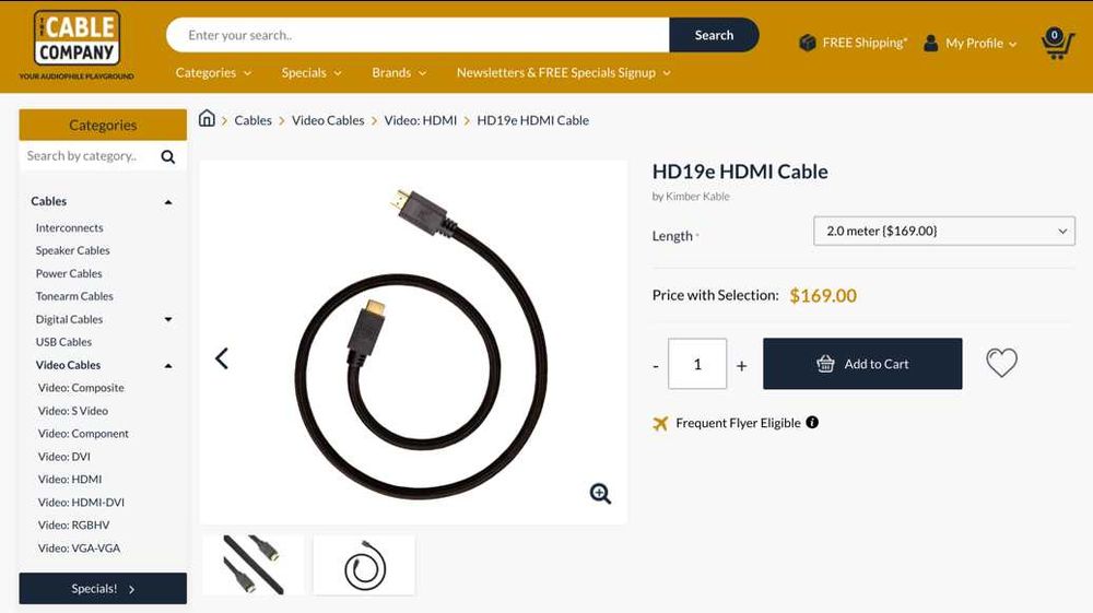 Kimber HD19e HDMI (I2S) кабель 2 м