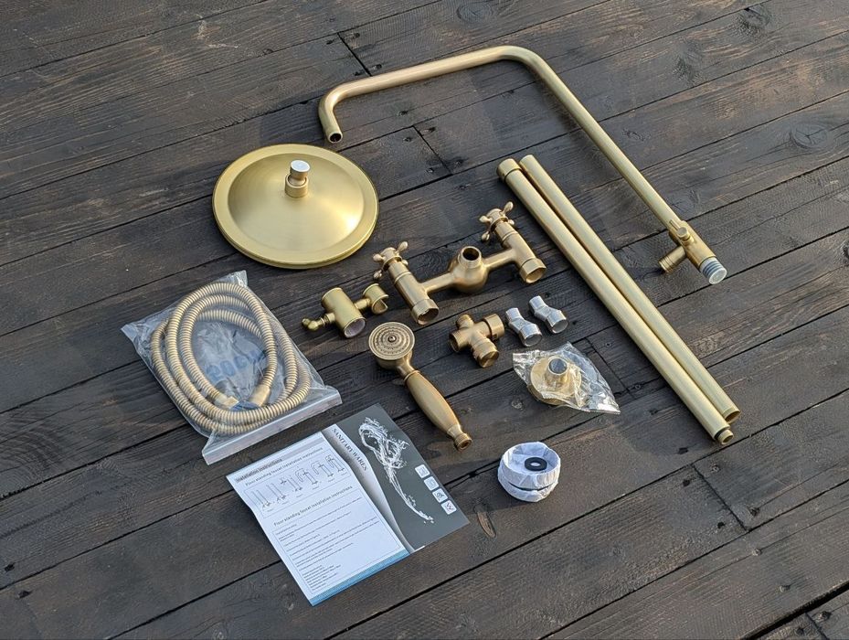 Антикварная латунная душевая система, комплект смесителей для ванной к