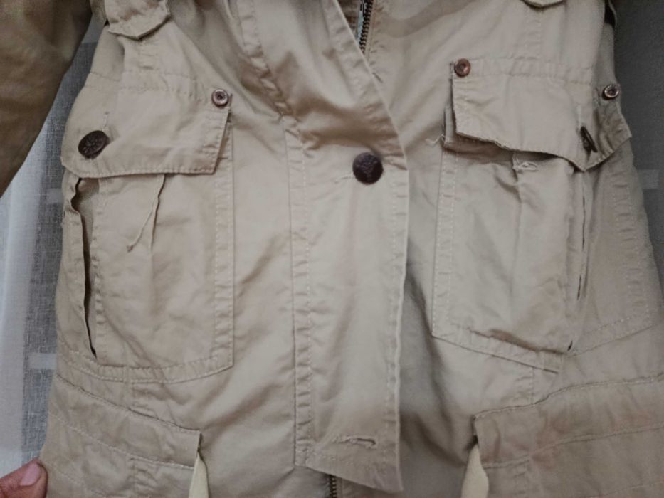 Parka bege Uscita Jeans com capuz e cinto, tam S