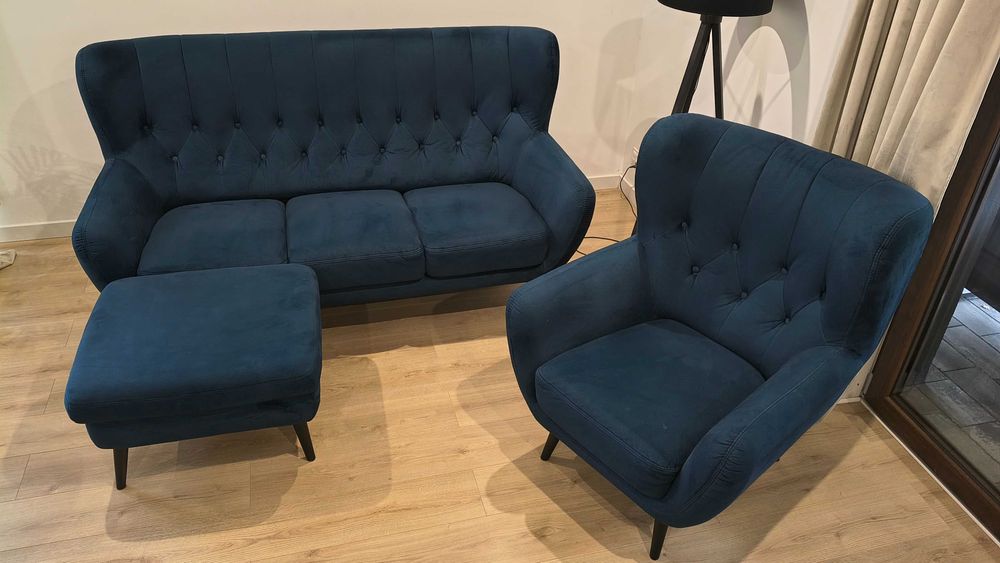 Zestaw Kelso (Sofa 3-os, fotel, puf)