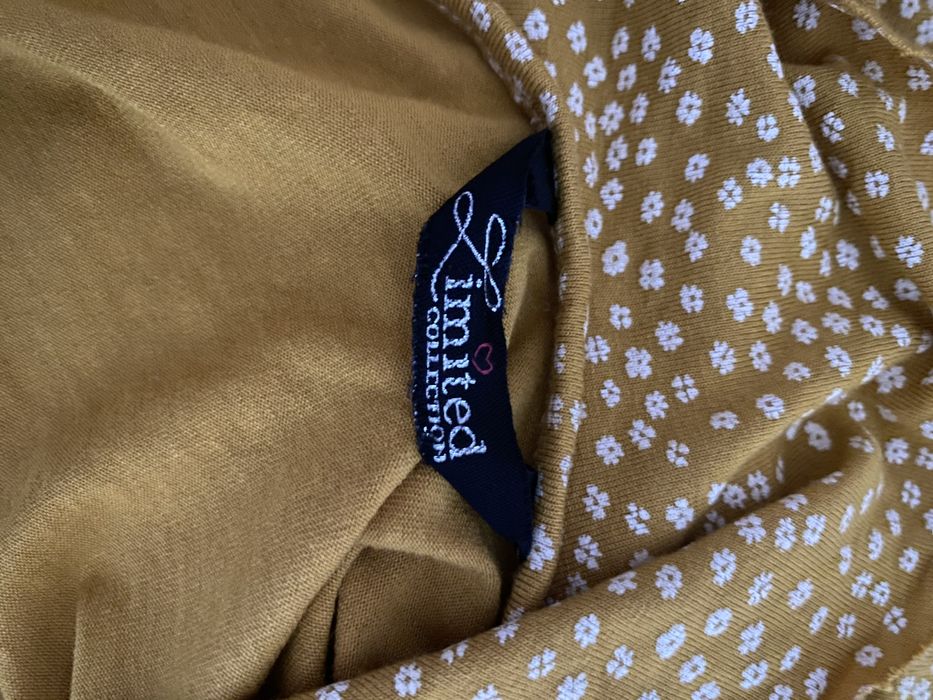 Musztardowa wiązana tunika z wiskozy typu wrap plus size