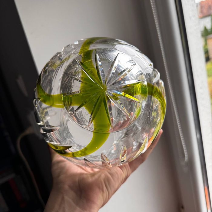 Wazon Huta Julia kolorowy kryształ PRL Unikatowy