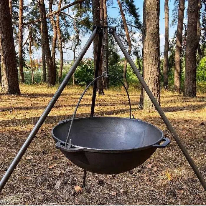 Казан азиатский чугунный с крышкой-сковородой Brizoll,Котел Баняк 4-15