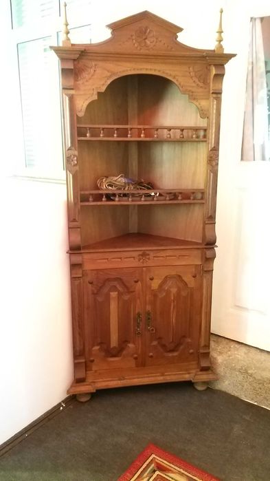 Móvel Cantoneira de Canto Apoio Madeira Maciça Trabalhada Vintage