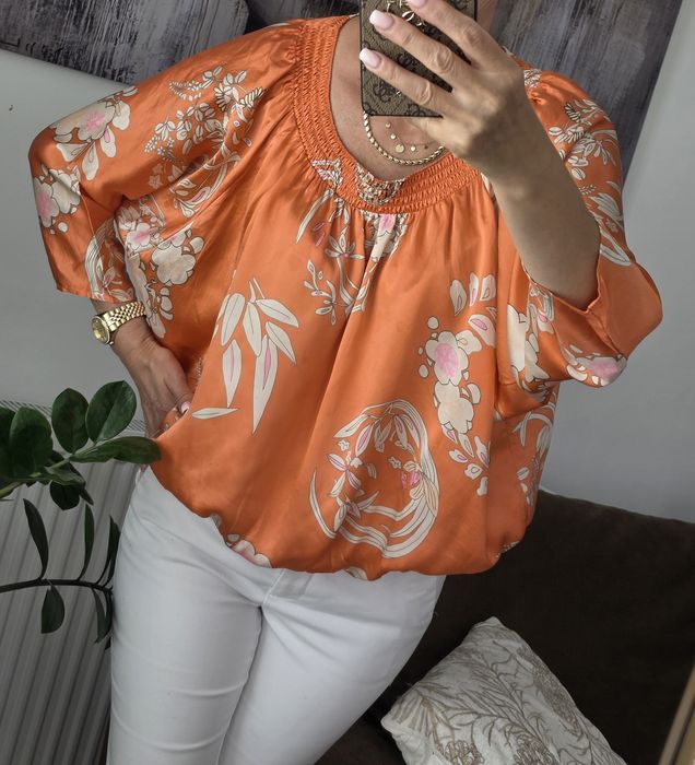 100 % jedwab naturalny wizytowa elegancja i na codzień bluzka damska  m L