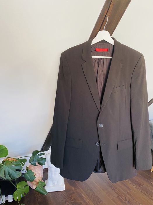 HUGO BOSS Aamon hago 46 marynarka wełna czekoladowy brąz