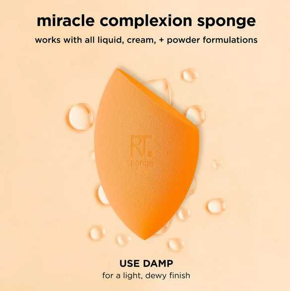 Esponja de maquilhagem base + caixa Real Techniques Miracle Complexion