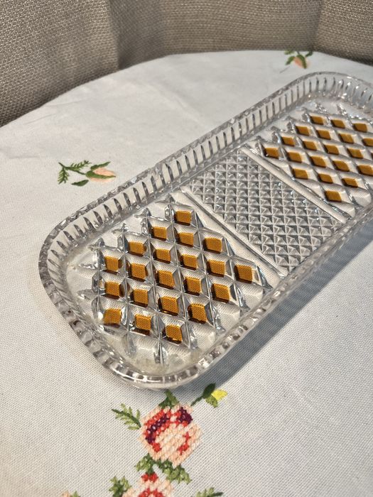 Kryształowa Taca/Półmisek Dzielony - Wzór Diamentowy #16