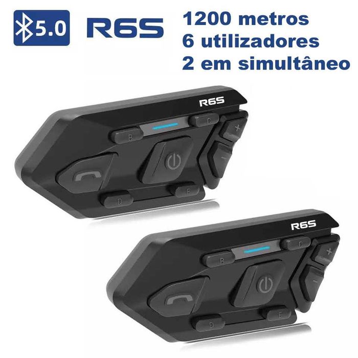 Intercomunicador Bluetooth 5.0 WAYXIN R6S — 6 Utilizadores | 1200 m