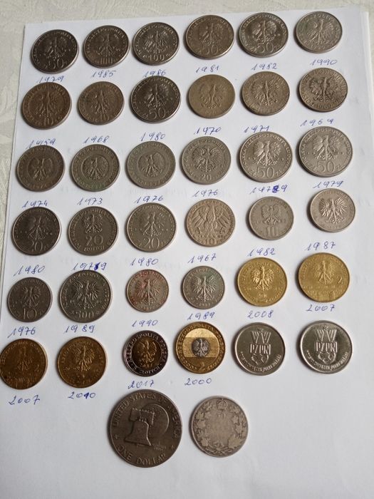 Monety z czasów PRL oraz cześć przedwojennych