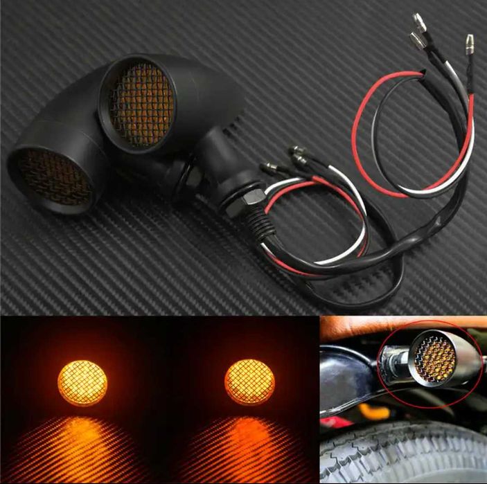 Par piscas led rede bala alumínio luz presença cafe racer chopper