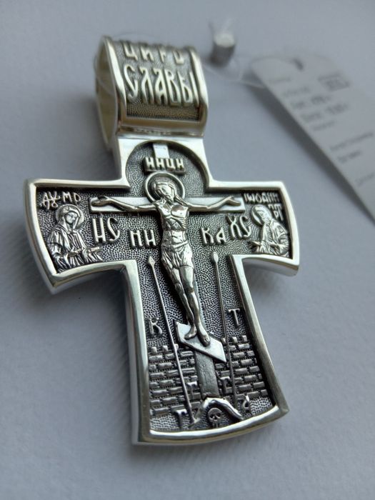 Срібний хрестик масивний двосторонній Архангел Михаїл 18 грам