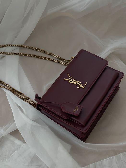 Сумка Saint Laurent / сумочка шкіряна бордова бургунді