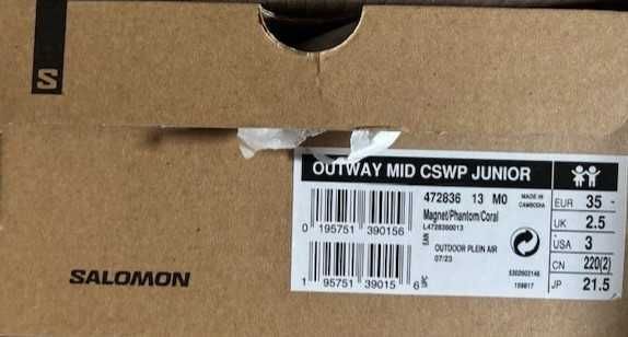 Dziecięce Buty Salomon Outway Mid CSWP rozm 35