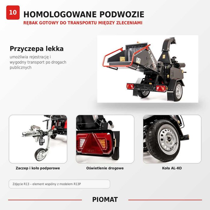 Cedrus R13P Rębak 13 cm podajnik hydrauliczny homologacja