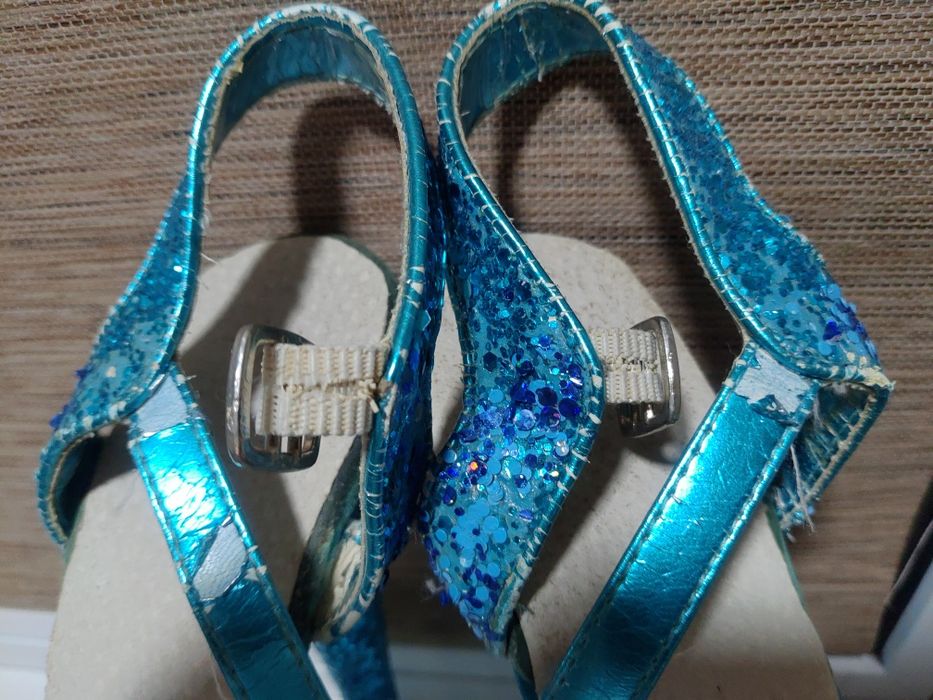 Босоножки стрипы тройки бирюзовые Pleaser 39 размер