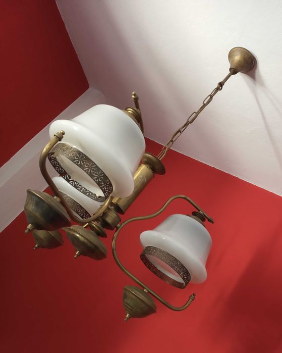 Candeeiro de Sala Vidro Opalino Vintage