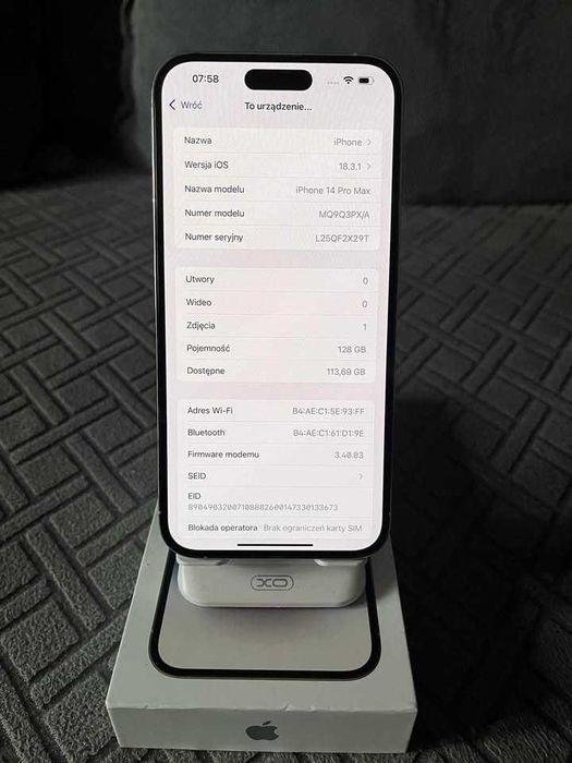 Sprzedam iPhone 14 Pro 87% – Stan bdb