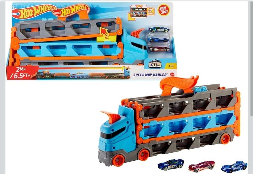 Hot Wheels Speedway Hauler Super Transporter + 3 autka