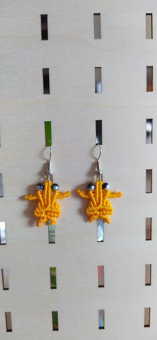 Kolczyki handmade żabki kolor żółty robione ręcznie