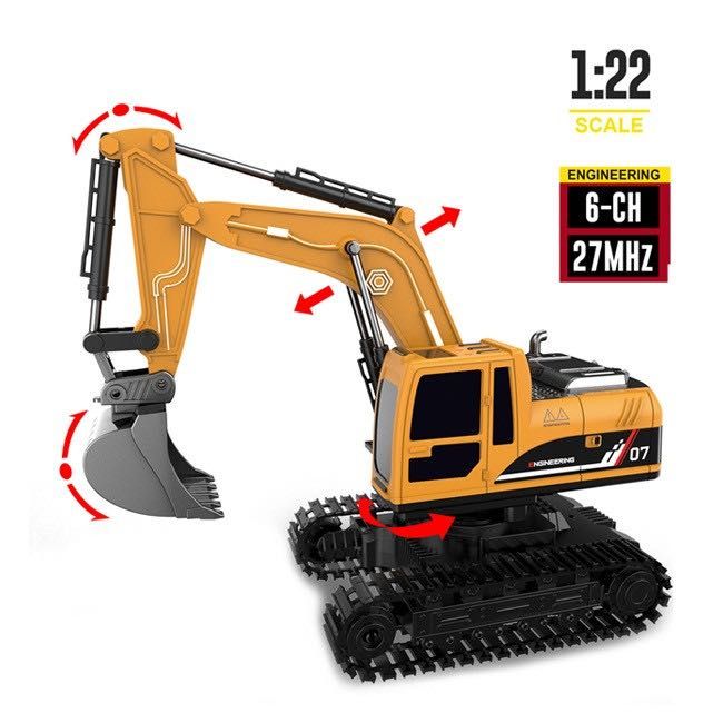 Экскаватор на радиоуправлении 1:22, 11 каналов, металл, свет/звук, пар