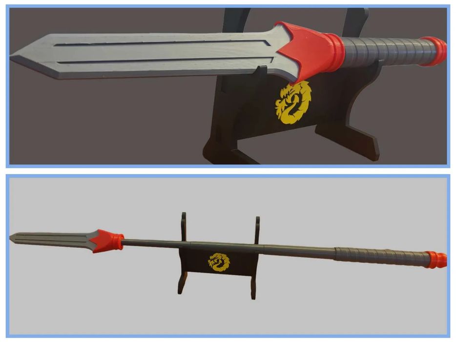 Espada Transformável em Lança com Suporte