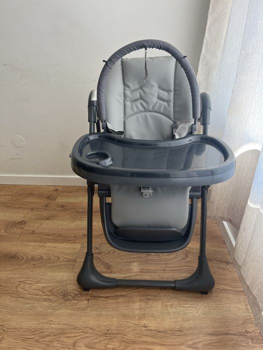 Cadeira de Papa Kinderkraft TUMMIE 2 em 1 com Função Espreguiçadeira, 7 Níveis de Altura e Bandeja Dupla