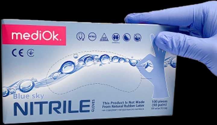 Рукавички нітрилові MediOK SkyBlue розмір XS/S/M/L/XL 100 шт блакитні