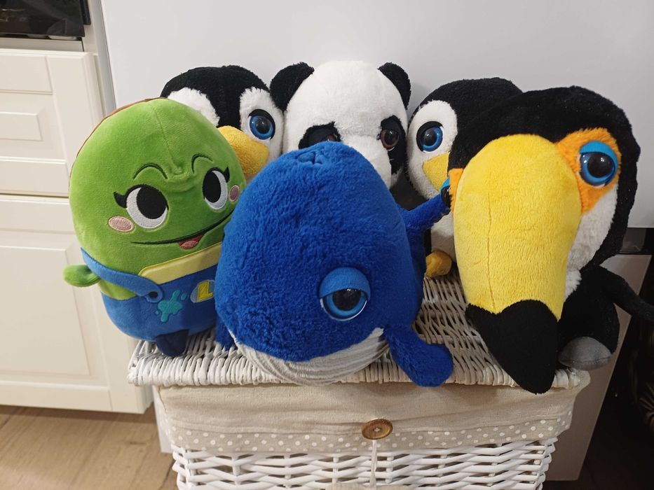 Zestaw maskotek Big Headz wieloryb tukan pingwin panda +Lewiatanek