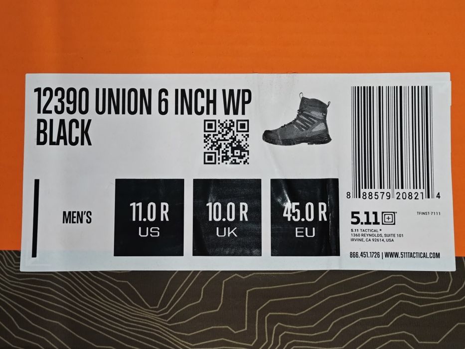 Черевики "5.11 Tactical UNION WATERPROOF 6" BOOT" Black