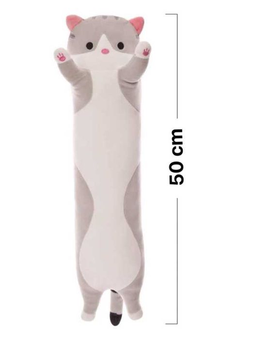 Zabawka Maskotka Kot Długi Pluszak 50cm Biało-Szary kod 2105