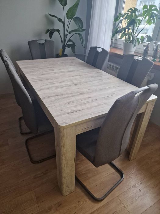 Stół Dąb Artisan + 6 krzeseł, bardzo dobry stan
