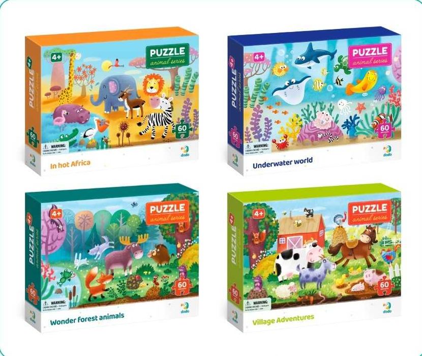 Пазл Dodo 60 шт Диво-звірі у лісі, Спекотна Африка, Сільскі пригоди