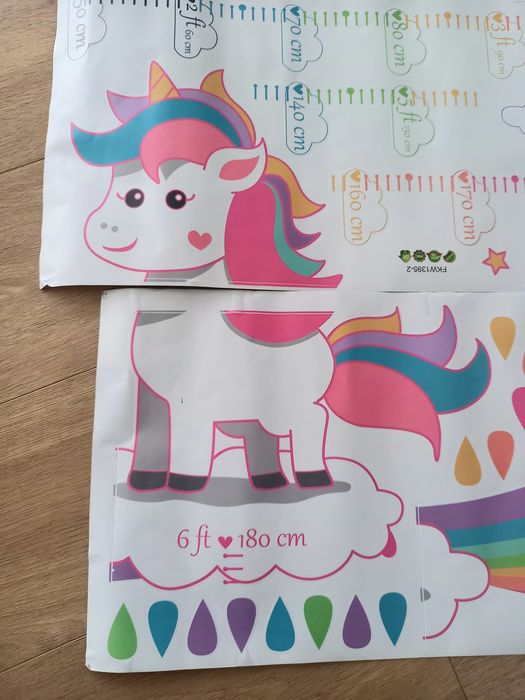 Miarka wzrostu naklejka jednorożec