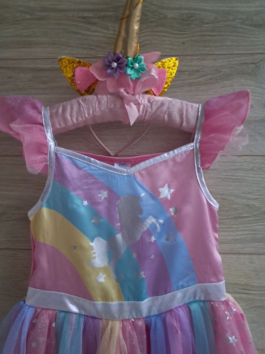 Карнавальное платье единорожки радужное платье единорога 5-6л