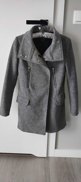 BERSHKA płaszcz XS popiel szary