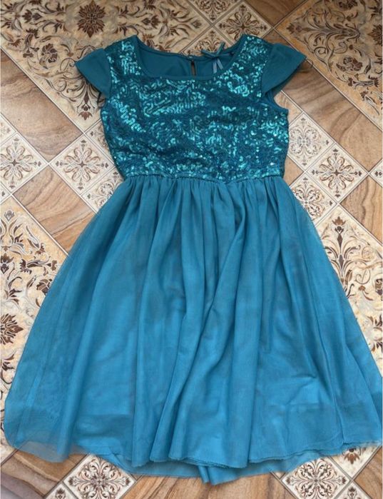 Сукня для дівчинки синя блискуча ельза