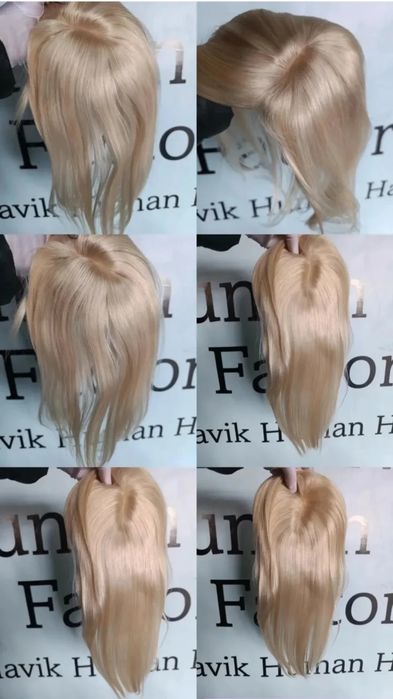 Накладка перука 100 % натуральні волосся блондинка, білосніжні