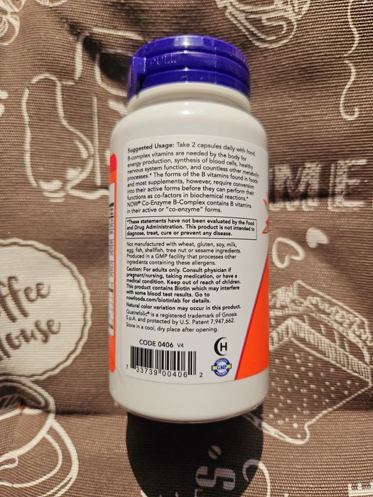 Now Foods В копмлекс вітаміни групи В Б коензим в-комплекс 60 капсул