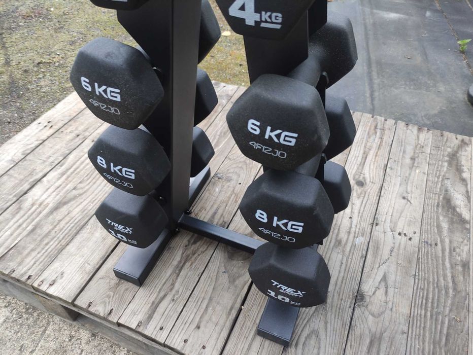 Zestaw hantle hantelki 2-10kg plus stojak