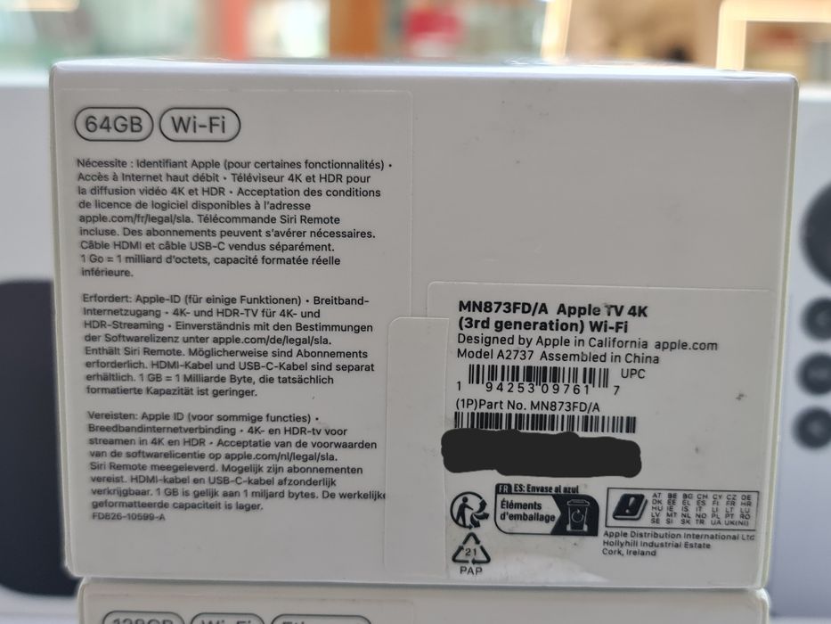 Apple TV 4K 3rd gen wi-fi + ethernet 64gb 128gb mn873 mn893