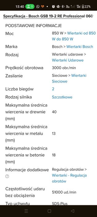 Wiertarka udarowa BOSCH